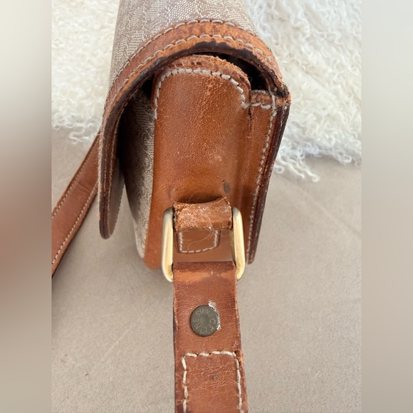 Celine Brown & Beige macadam Leather Trim Crossbody Bag - Picture 14 of 15